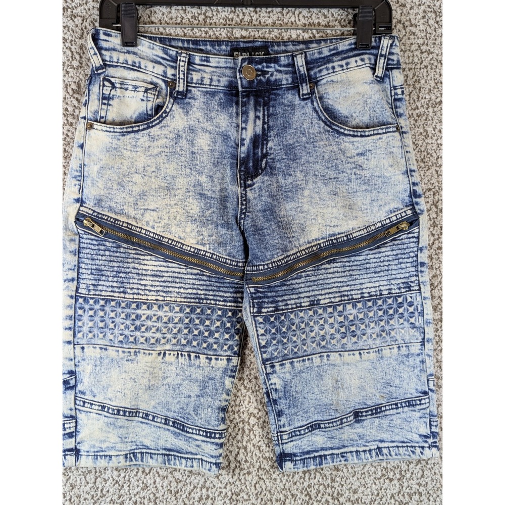 Black‎ Premium Acid Washed Jean Shorts Men's 30 (Fits 29) Blue